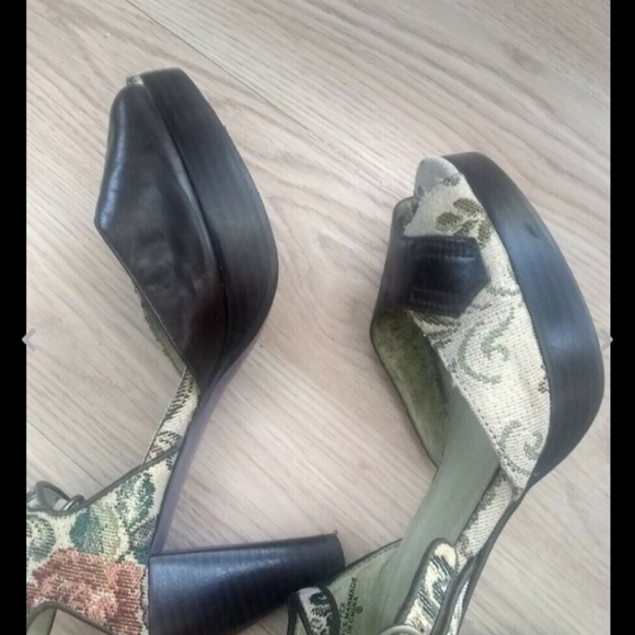 WOMEN KENZIE HEEL Brown Fabric and LEATHER SHOES - Picture 6 of 7